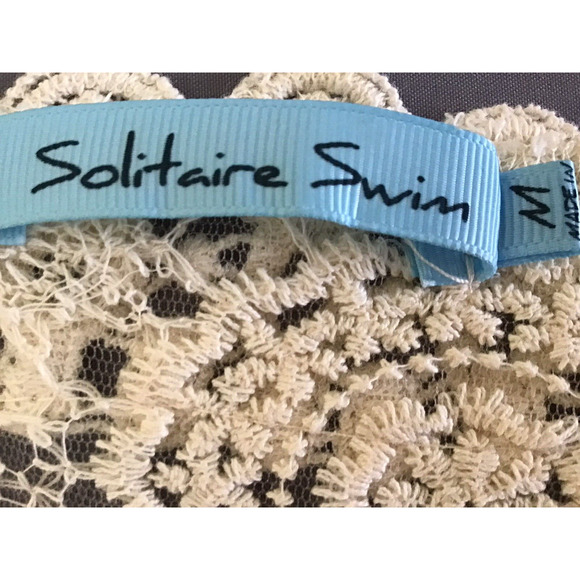 Solitaire Swim Cover Up Lace Cream Beige Lace Cover Up Size M - Picture 11 of 16